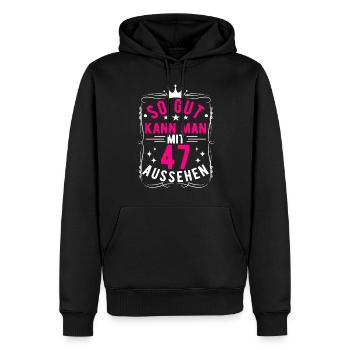 So Gut Kann Man Mit 47 Aussehen, 47. Geburtstag - Männer Premium Bio Hoodie - Schwarz - Vorne - Nico (187cm)