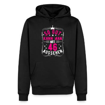 So Gut Kann Man Mit 46 Aussehen, 46. Geburtstag - Männer Premium Bio Hoodie - Schwarz - Vorne - Nico (187cm)