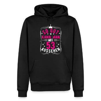 So Gut Kann Man Mit 53 Aussehen, 53. Geburtstag - Männer Premium Bio Hoodie - Schwarz - Vorne - Nico (187cm)