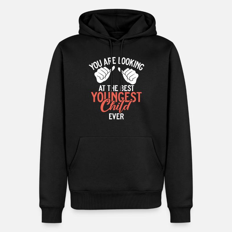 Youngest Child Gift - Männer Premium Bio Hoodie - Schwarz