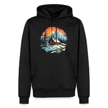 Winter Hut Mountains Snow Skiers Ski - Männer Premium Bio Hoodie - Schwarz - Vorne - Nico (187cm)