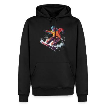Sports d’hiver, Montagne, Neige, Snowboard - Sweat à capuche Premium bio Homme - noir - Devant - Nico (187cm)