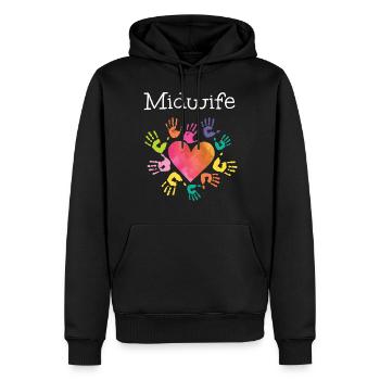 Infirmière Sage-Femme Accoucheuse Coeur - Sweat à capuche Premium bio Homme - noir - Devant - Nico (187cm)