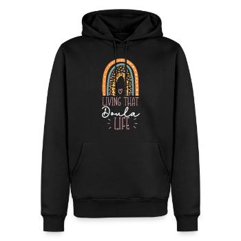 Doula Birth Worker Living That - Männer Premium Bio Hoodie - Schwarz - Vorne - Nico (187cm)