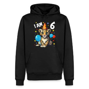 Ich bin 6 Jahre alt Leoparde Leopard 6. Geburtstag - Männer Premium Bio Hoodie - Schwarz - Vorne - Nico (187cm)