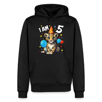 Ich bin 5 Jahre alt Leoparde Leopard 5. Geburtstag - Männer Premium Bio Hoodie - Schwarz - Vorne - Nico (187cm)