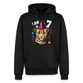 Ich bin 7 Jahre alt Leoparde Leopard 7. Geburtstag - Männer Premium Bio Hoodie - Schwarz - Vorne - Nico (187cm)
