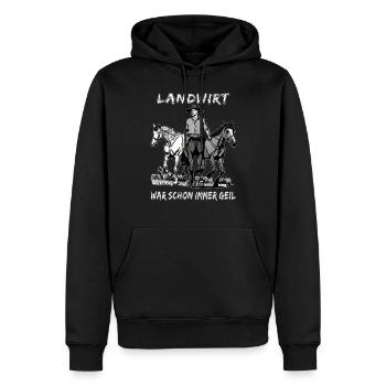 FARMER HAS ALWAYS BEEN HORNY - Men’s Premium Organic Hoodie - black - Front - Nico (187cm)