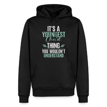 Cadeau enfant le plus jeune - Sweat à capuche Premium bio Homme - noir - Devant - Nico (187cm)