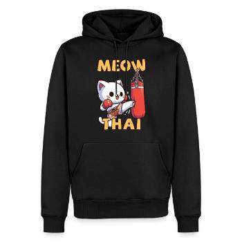 Muay Thai Boxing, Thai Boxing Kickboxen Meow Thai - Männer Premium Bio Hoodie - Schwarz - Vorne - Nico (187cm)
