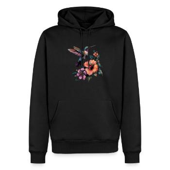 Hummingbird flowers - Männer Premium Bio Hoodie - Schwarz - Vorne - Nico (187cm)