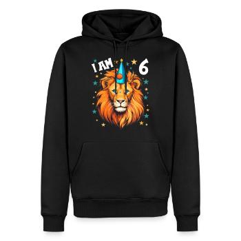 J’ai 6 ans Lion Lion 6e anniversaire - Sweat à capuche Premium bio Homme - noir - Devant - Nico (187cm)