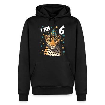 Ich bin 6 Jahre alt Leoparde Leopard 6. Geburtstag - Männer Premium Bio Hoodie - Schwarz - Vorne - Nico (187cm)
