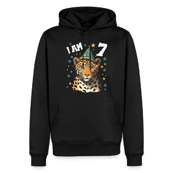 Ich bin 7 Jahre alt Leoparde Leopard 7. Geburtstag - Männer Premium Bio Hoodie - Schwarz - Vorne - Nico (187cm)
