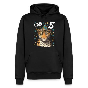 Ich bin 5 Jahre alt Leoparde Leopard 5. Geburtstag - Männer Premium Bio Hoodie - Schwarz - Vorne - Nico (187cm)