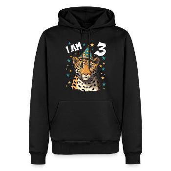 Ich bin 3 Jahre alt Leoparde Leopard 3. Geburtstag - Männer Premium Bio Hoodie - Schwarz - Vorne - Nico (187cm)
