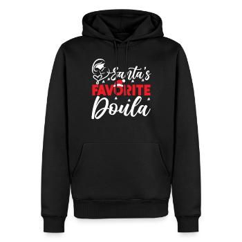 Doula Birth Worker Noël - Sweat à capuche Premium bio Homme - noir - Devant - Nico (187cm)