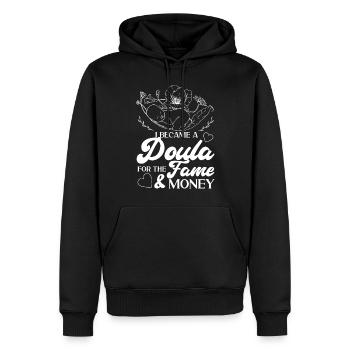Doula accoucheuse Je suis devenue une - Sweat à capuche Premium bio Homme - noir - Devant - Nico (187cm)