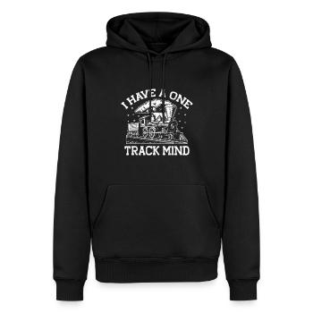 Ich Habe Eine Eingleisige Mind Train - Männer Premium Bio Hoodie - Schwarz - Vorne - Nico (187cm)