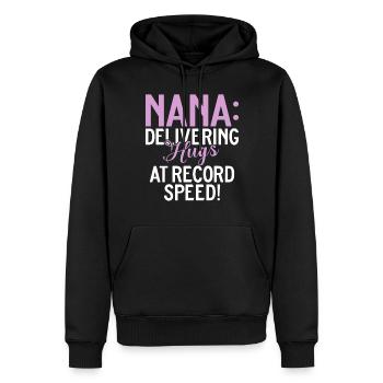 Nana Gifts - Männer Premium Bio Hoodie - Schwarz - Vorne - Nico (187cm)