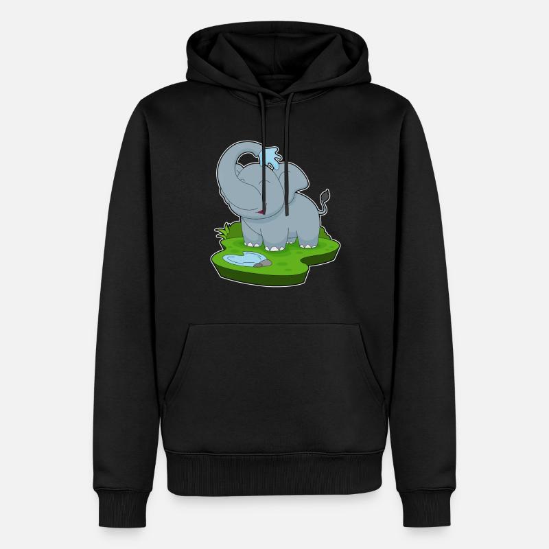 Elephant Bathing Water - Men’s Premium Organic Hoodie - black