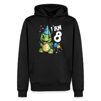 Je suis 8 Tortues Tortue 8e anniversaire - Sweat à capuche Premium bio Homme - noir - Devant - Nico (187cm)