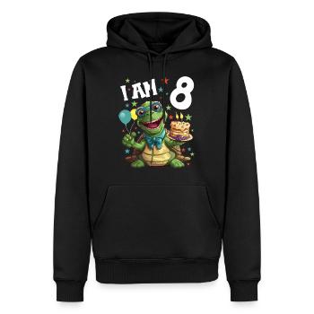 Je suis 8 Tortues Tortue 8e anniversaire - Sweat à capuche Premium bio Homme - noir - Devant - Nico (187cm)