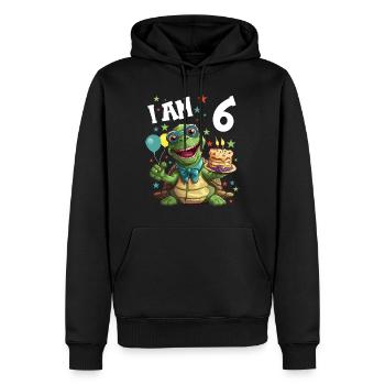 Je suis 6 tortues Tortue 6e anniversaire - Sweat à capuche Premium bio Homme - noir - Devant - Nico (187cm)