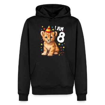 J’ai 8 ans Lion Leo 8e anniversaire - Sweat à capuche Premium bio Homme - noir - Devant - Nico (187cm)