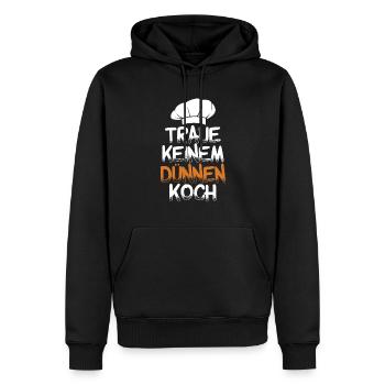 Les chefs amateurs ne font pas confiance à un chef maigre - Sweat à capuche Premium bio Homme - noir - Devant - Nico (187cm)