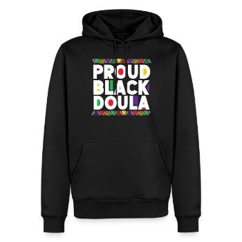 Doula Travailleuse à la naissance Fière Noire - Sweat à capuche Premium bio Homme - noir - Devant - Nico (187cm)