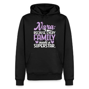 Nana Gifts - Männer Premium Bio Hoodie - Schwarz - Vorne - Nico (187cm)