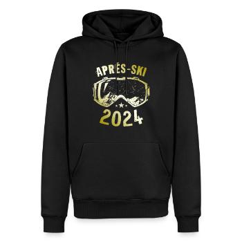Après-ski 2024 Montagnes Dicton - Sweat à capuche Premium bio Homme - noir - Devant - Nico (187cm)