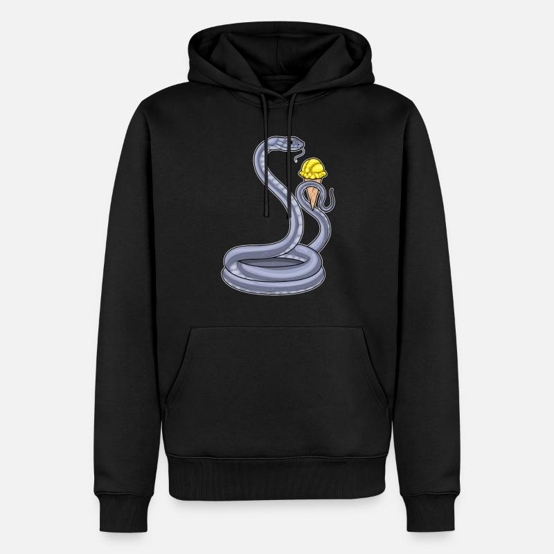 Crème glacée gaufrée serpent - Sweat à capuche Premium bio Homme - noir