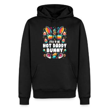 Je suis le lapin papa chaud - Sweat à capuche Premium bio Homme - noir - Devant - Nico (187cm)
