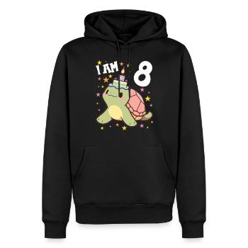 Je suis 8 Tortues Tortue 8e anniversaire - Sweat à capuche Premium bio Homme - noir - Devant - Nico (187cm)