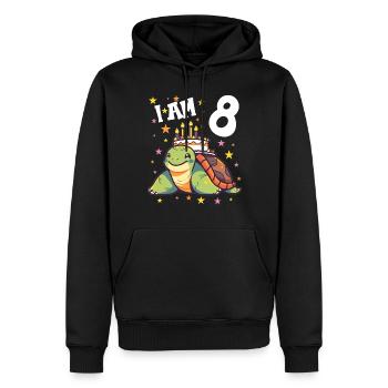 Je suis 8 Tortues Tortue 8e anniversaire - Sweat à capuche Premium bio Homme - noir - Devant - Nico (187cm)