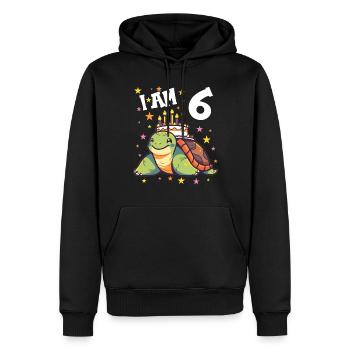 Je suis 6 tortues Tortue 6e anniversaire - Sweat à capuche Premium bio Homme - noir - Devant - Nico (187cm)