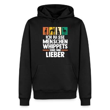 Hund Whippet - Männer Premium Bio Hoodie - Schwarz - Vorne - Nico (187cm)