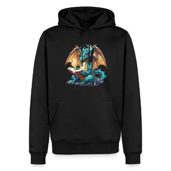 Dragons Et Livres Nerd Dragon Lovers - Sweat à capuche Premium bio Homme - noir - Devant - Nico (187cm)