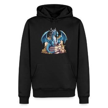 Dragons et livres Nerd Dragon Lover - Sweat à capuche Premium bio Homme - noir - Devant - Nico (187cm)