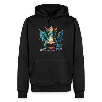 Dragons Et Livres Nerd Dragon Lovers - Sweat à capuche Premium bio Homme - noir - Devant - Nico (187cm)