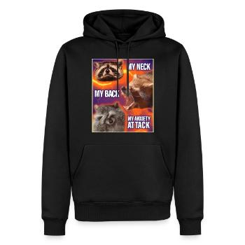 Mon cou Mon dos Ma crise d’angoisse raton laveur Meme - Sweat à capuche Premium bio Homme - noir - Devant - Nico (187cm)