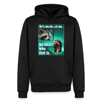 Winkender Waschbär Meme Lustig Raccoon Geschenk - Männer Premium Bio Hoodie - Schwarz - Vorne - Nico (187cm)