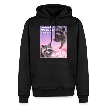 Trauriger Waschbär Funny Raccon Meme Trash Panda - Männer Premium Bio Hoodie - Schwarz - Vorne - Nico (187cm)