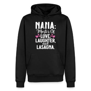 Nana Gifts - Männer Premium Bio Hoodie - Schwarz - Vorne - Nico (187cm)