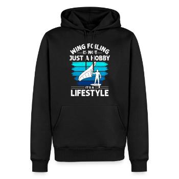 Wingsurfing Foil Wing Wing Boarding Wing Foiling - Männer Premium Bio Hoodie - Schwarz - Vorne - Nico (187cm)
