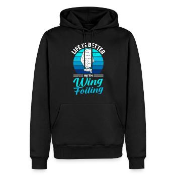 Wingsurfing Foil Wing Wing Boarding Wing Foiling - Sweat à capuche Premium bio Homme - noir - Devant - Nico (187cm)