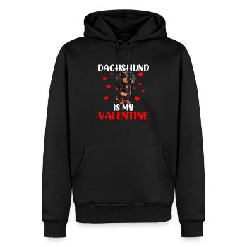 dachshund is my valentine, dog valentines - Männer Premium Bio Hoodie - Schwarz - Vorne - Nico (187cm)