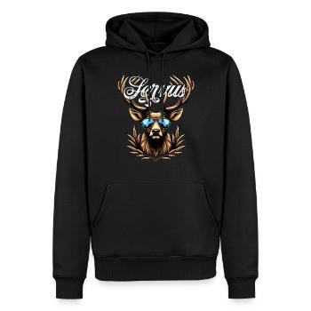 Trachtenshirt Herren Trachten T-Shirt Servus - Männer Premium Bio Hoodie - Schwarz - Vorne - Nico (187cm)